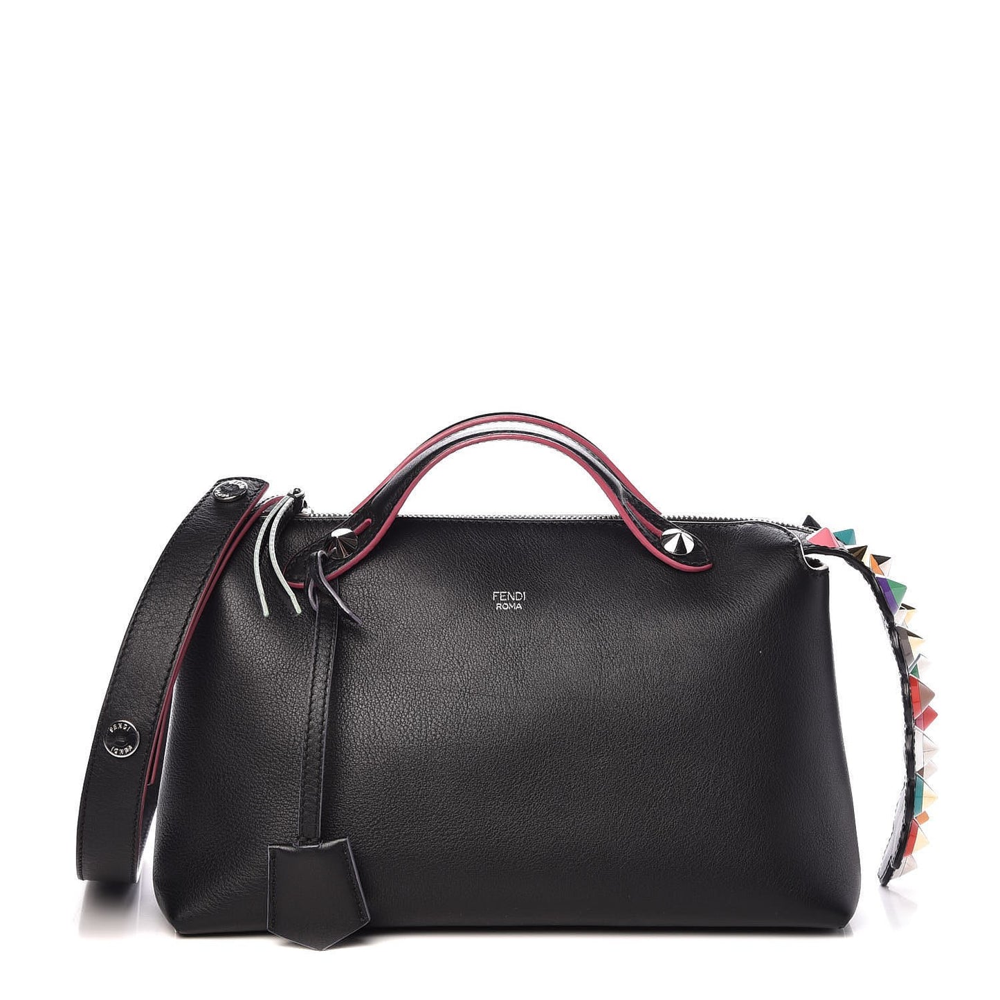 Vitello Dolce Croc Tail Studded Medium By The Way Boston Bag Black Multicolor