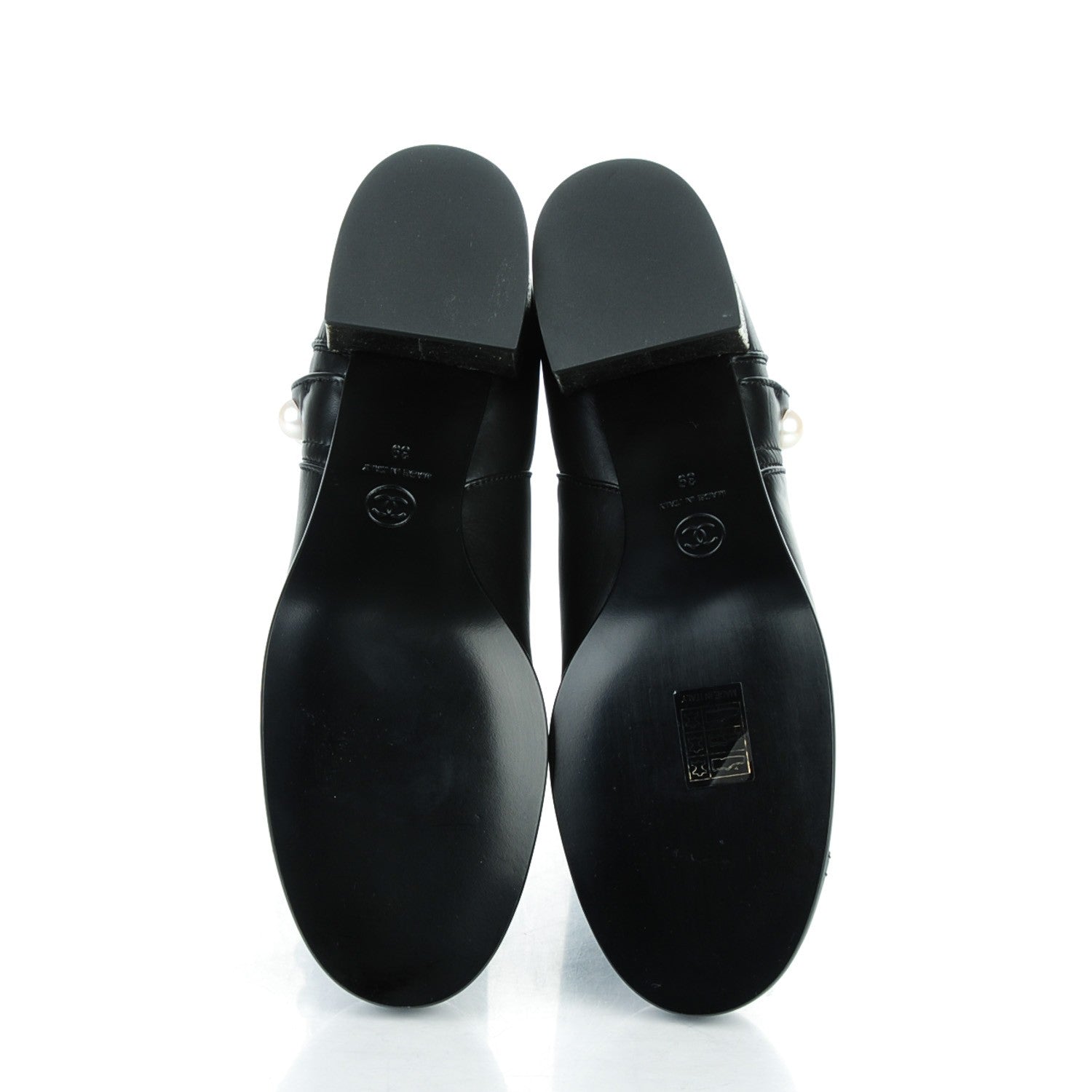 Chanel Calfskin Patent Pearl Cap Toe Boots 39 Black 5 of 9