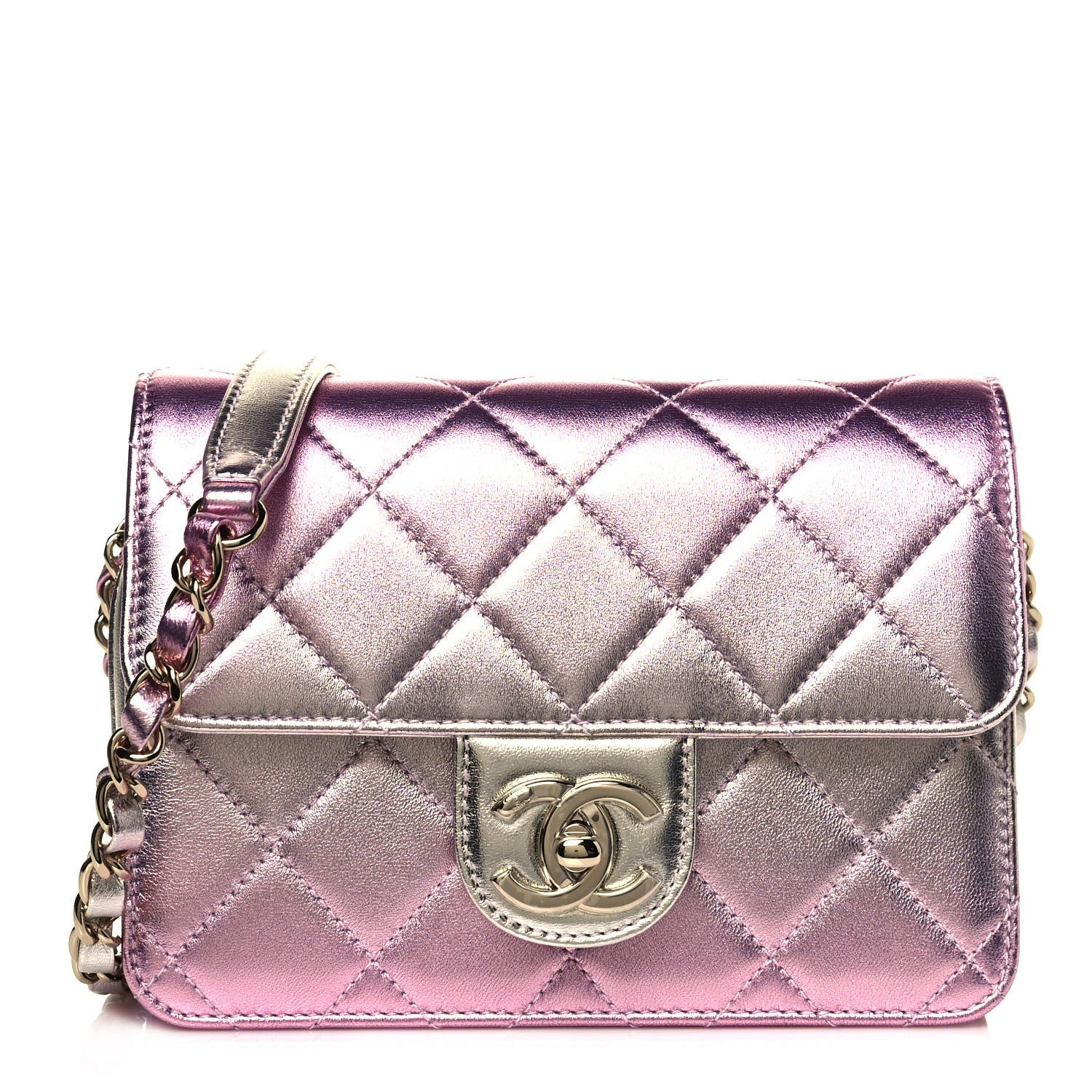 Chanel Metallic Lambskin Like A Wallet Flap Golden Pink 1 of 13