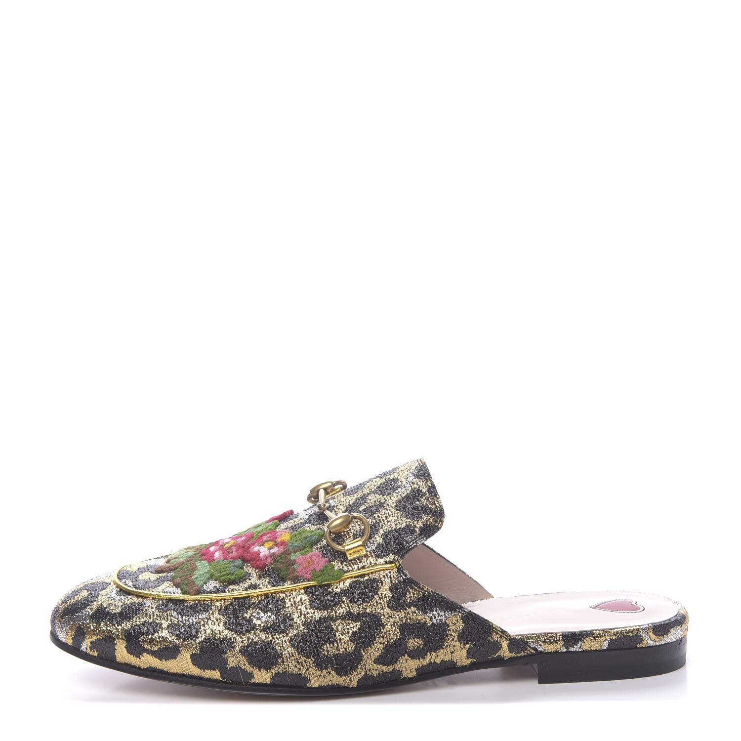 Gucci Lurex Jacquard Leopard Embroidered Princetown Slippers 40 Black Gold 1 of 10