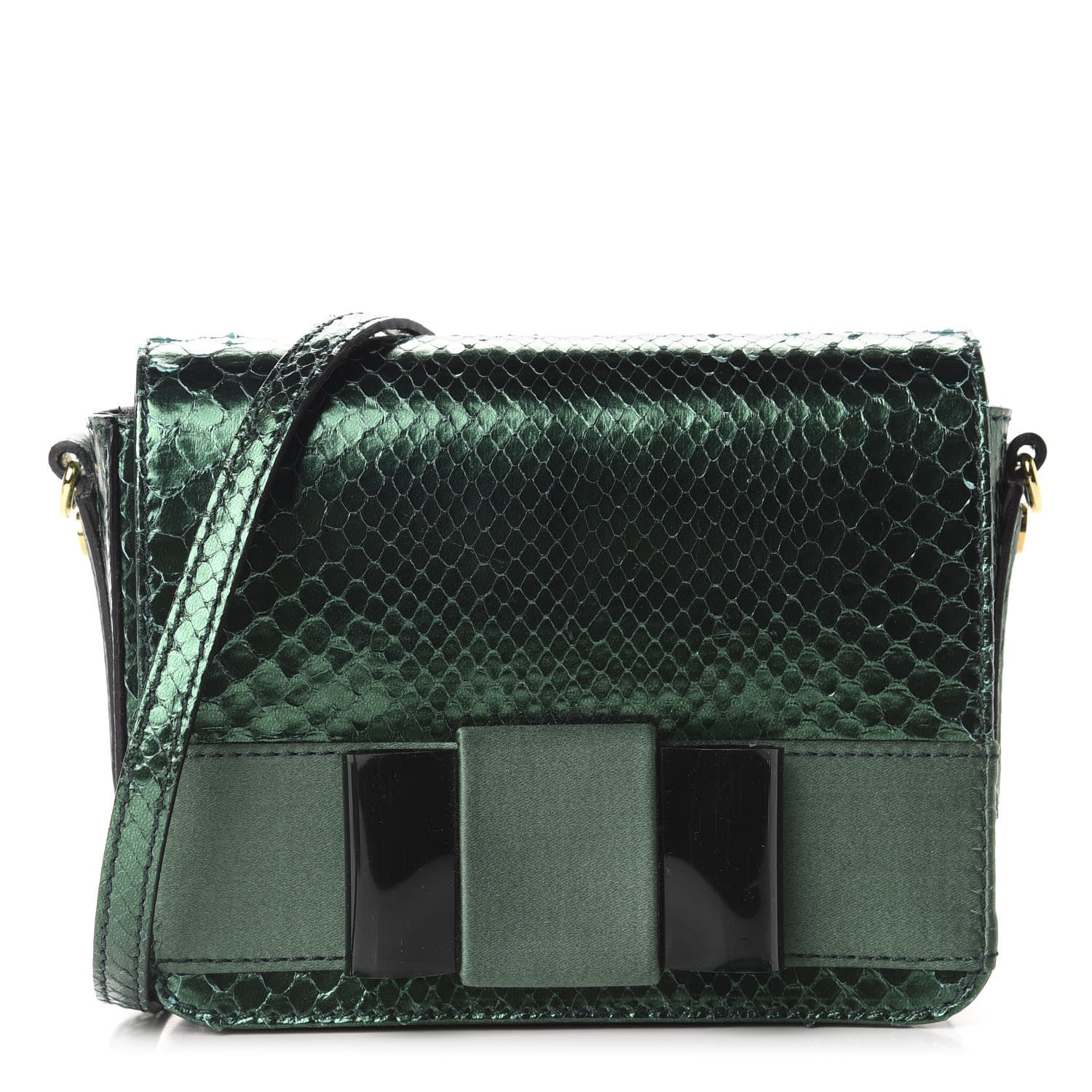 Burberry Metallic Snakeskin Mini Berkeley Crossbody Dark Green 1 of 10