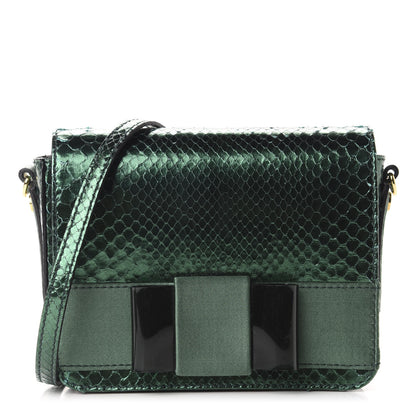 Burberry Metallic Snakeskin Mini Berkeley Crossbody Dark Green 1 of 10