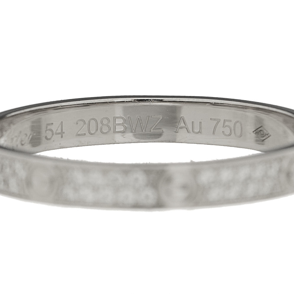 Cartier 18K White Gold Diamond 2.6mm LOVE Paved Band Ring 54 7 5 of 6