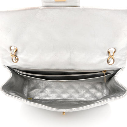 Chanel Metallic Lambskin Quilted Maxi Single Flap Silver 5 of 11