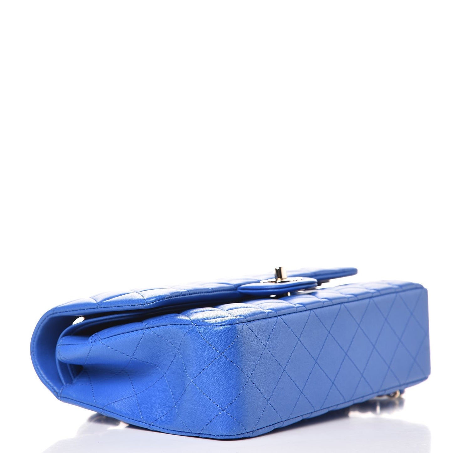 Lambskin Quilted Medium Double Flap Blue
