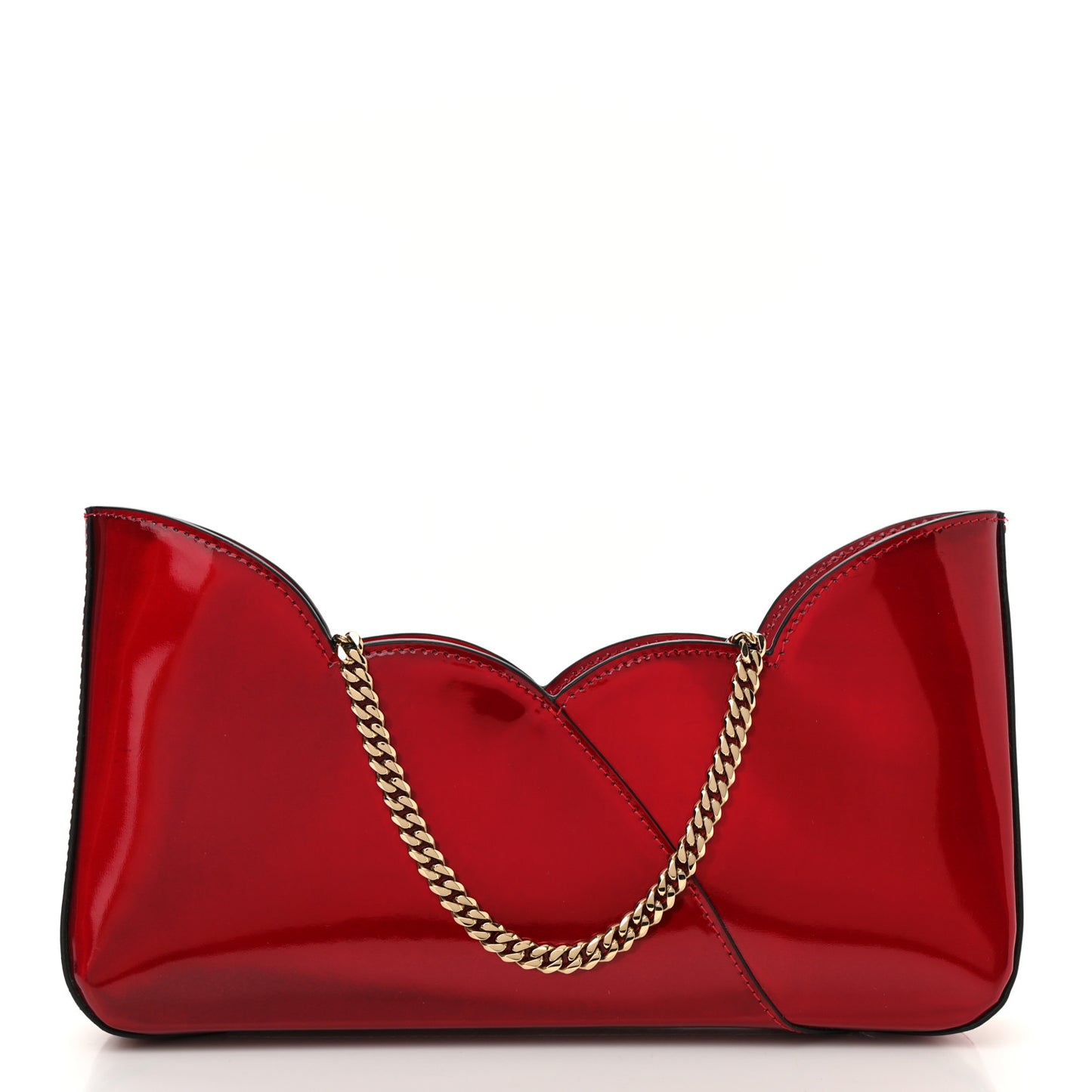 Metallic Patent Psychedelic Hot Chick Baguette Shoulder Bag Loubi Gold