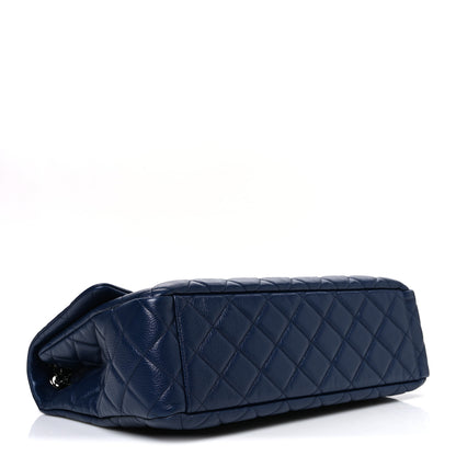 Chanel Metallized Calfskin Quilted XXL Travel Flap Bag Navy 4 of 10