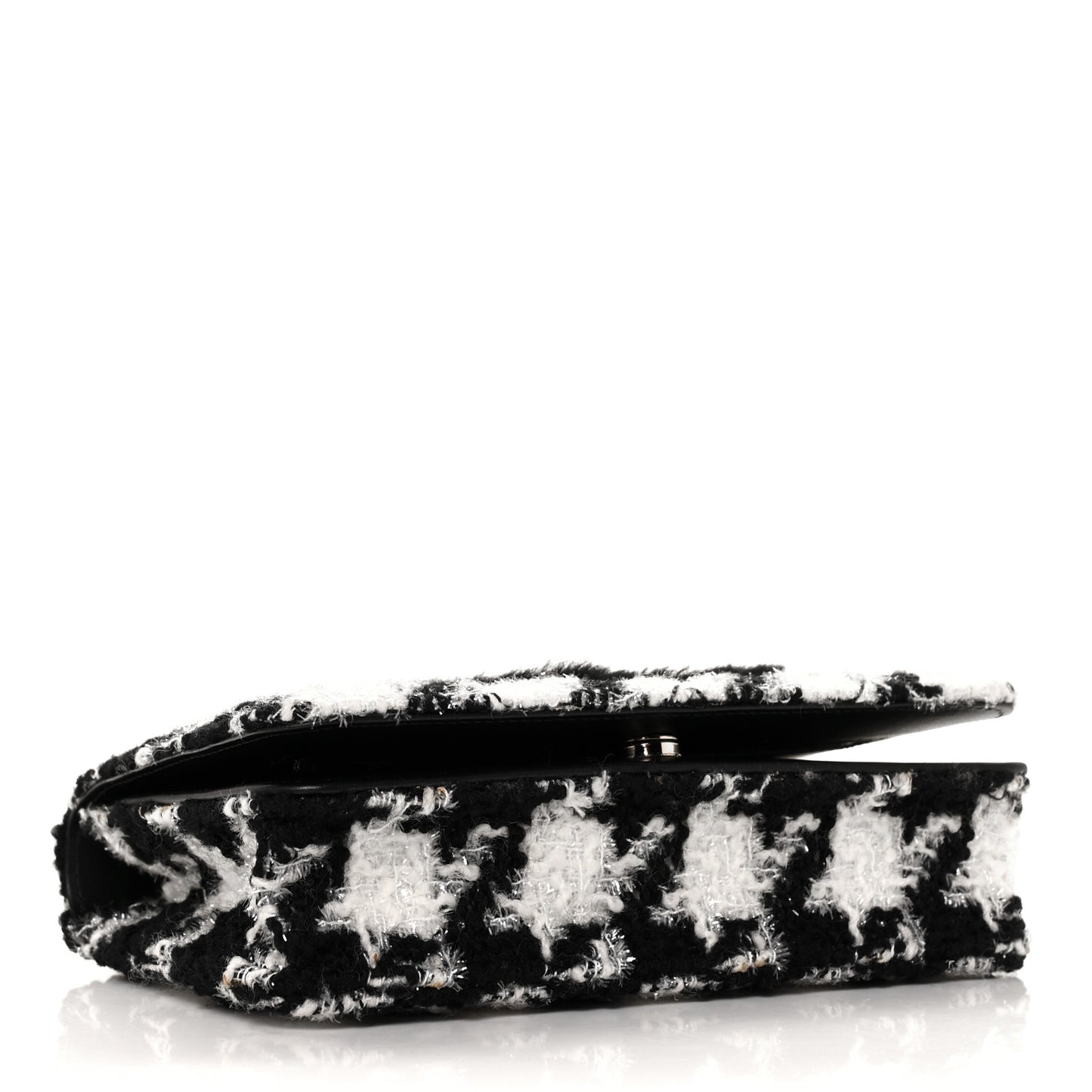 Tweed Shearling Quilted Chanel Wallet On Chain WOC and Coin Purse White Black