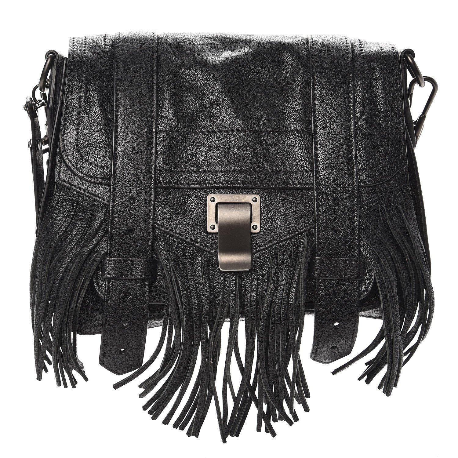 Proenza Schouler Lambskin Fringe PS1 Crossbody Pouch Black 1 of 7