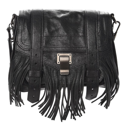 Proenza Schouler Lambskin Fringe PS1 Crossbody Pouch Black 1 of 7