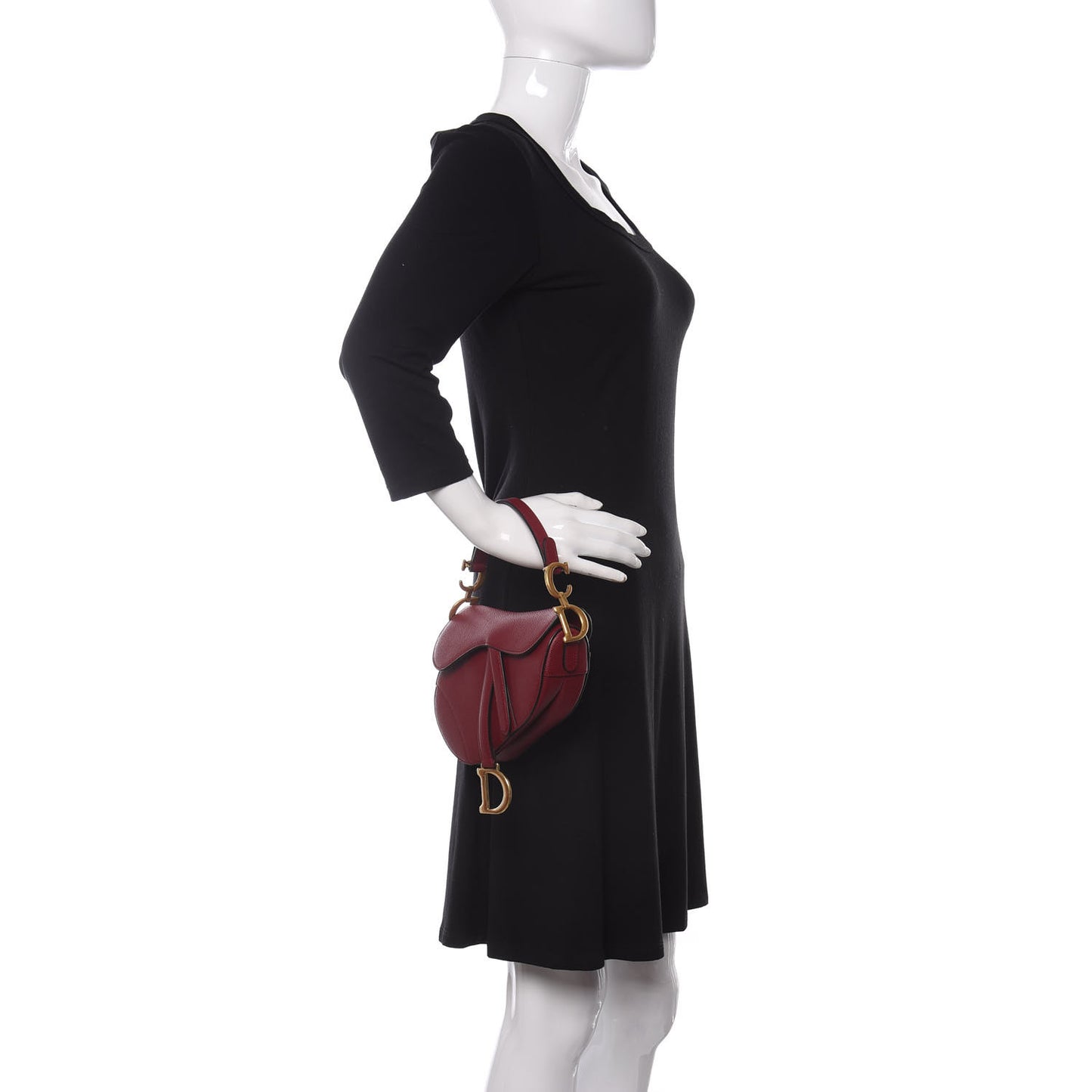 Grained Calfskin Mini Saddle Bag Red
