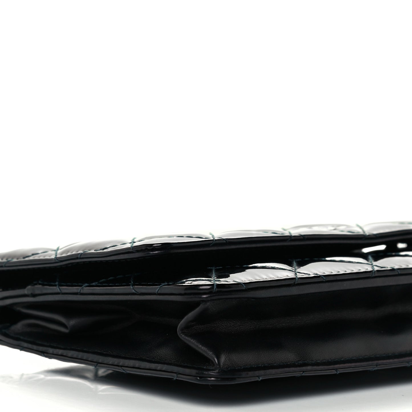 Patent Quilted Wallet On Chain WOC Navy