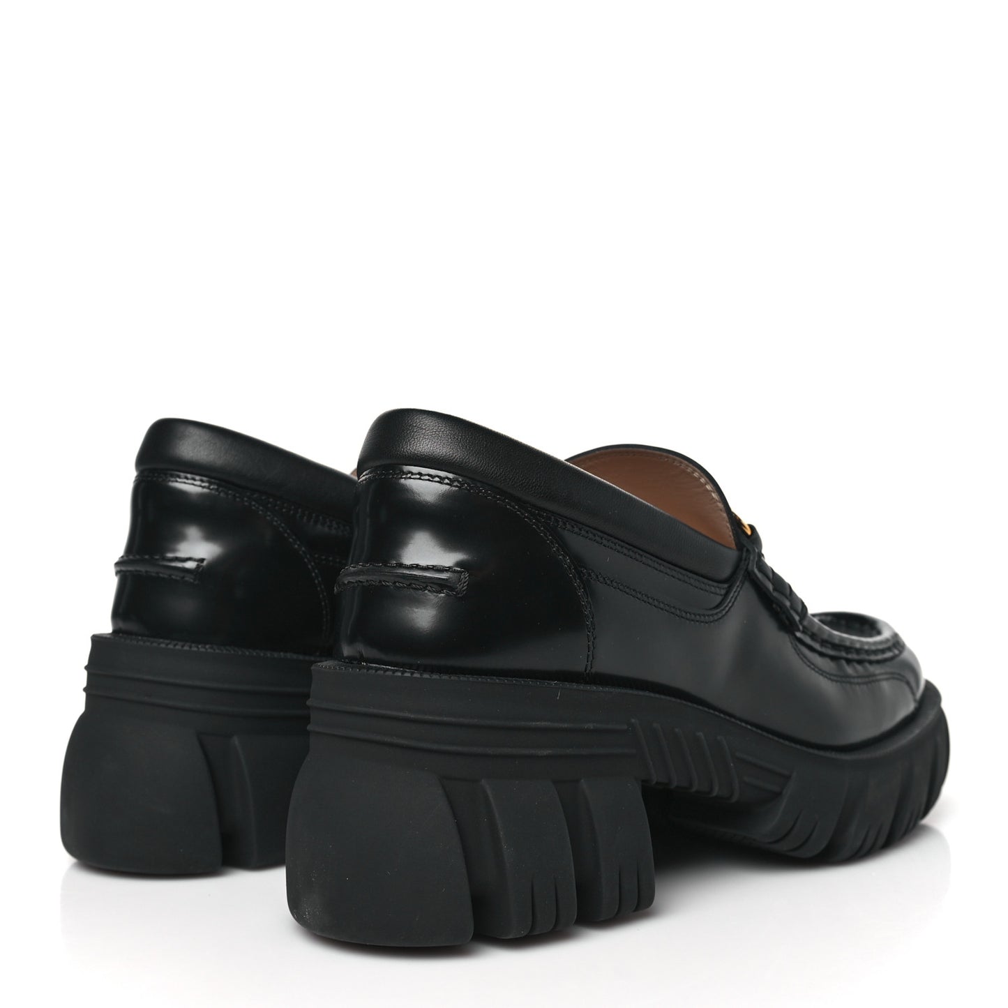 Magnum Calfskin Nappa Samoa Womens Horsebit Platform Chunky Lug Sole 40mm Loafers 40.5 Black