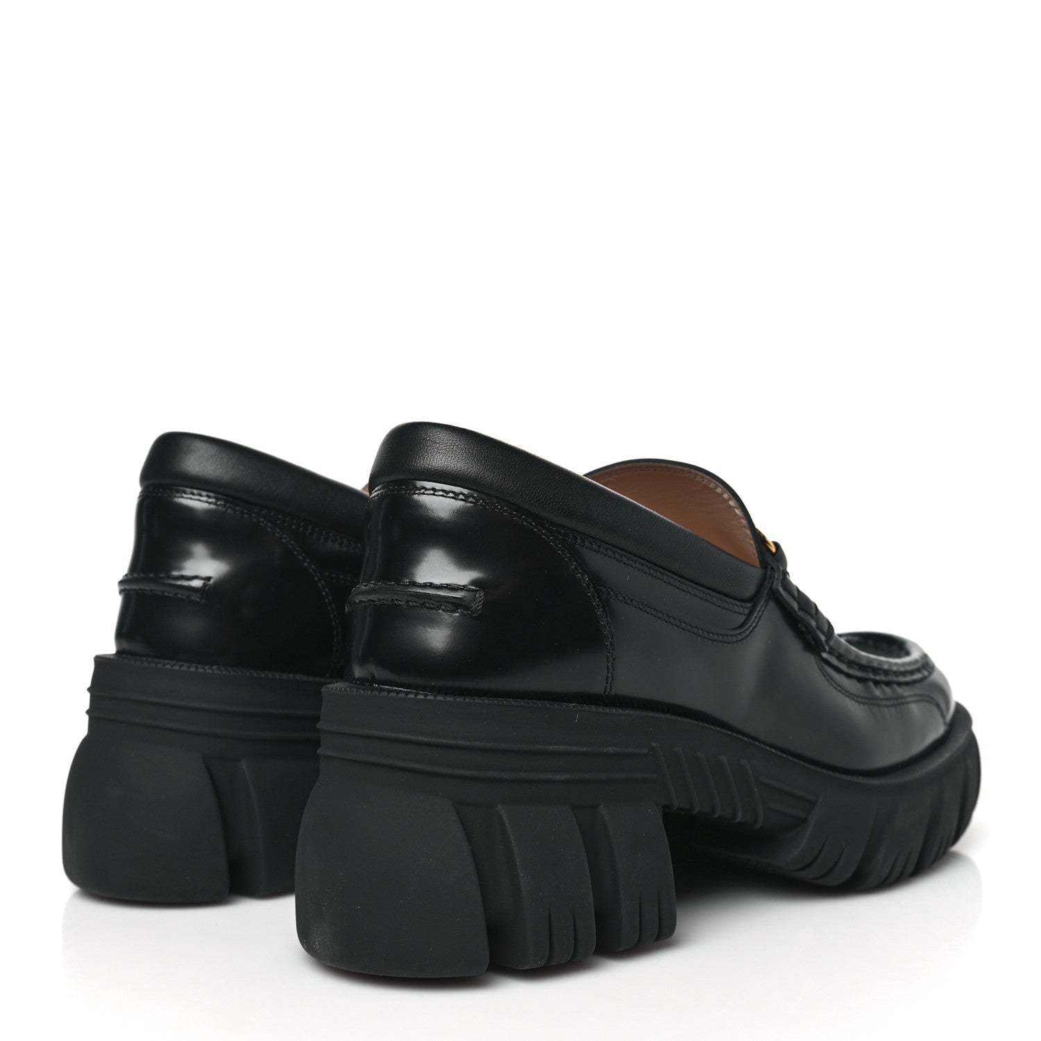 Gucci Magnum Calfskin Nappa Samoa Womens Horsebit Platform Chunky Lug Sole 40mm Loafers 40.5 Black 4 of 7
