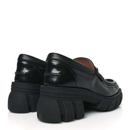 Gucci Magnum Calfskin Nappa Samoa Womens Horsebit Platform Chunky Lug Sole 40mm Loafers 40.5 Black 4 of 7