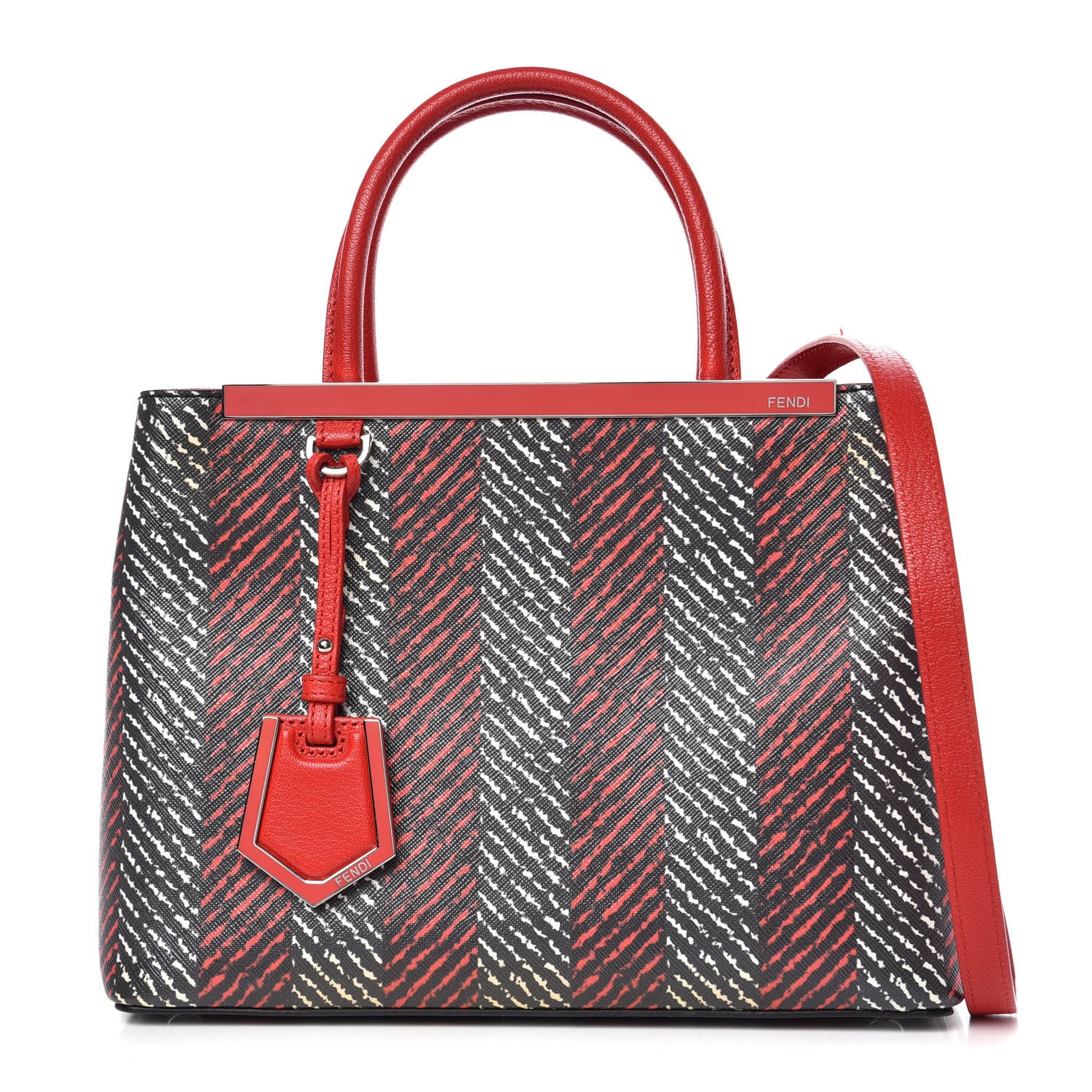 Fendi Vitello Elite Petite 2Jours Tote Papavero Rosso 1 of 9