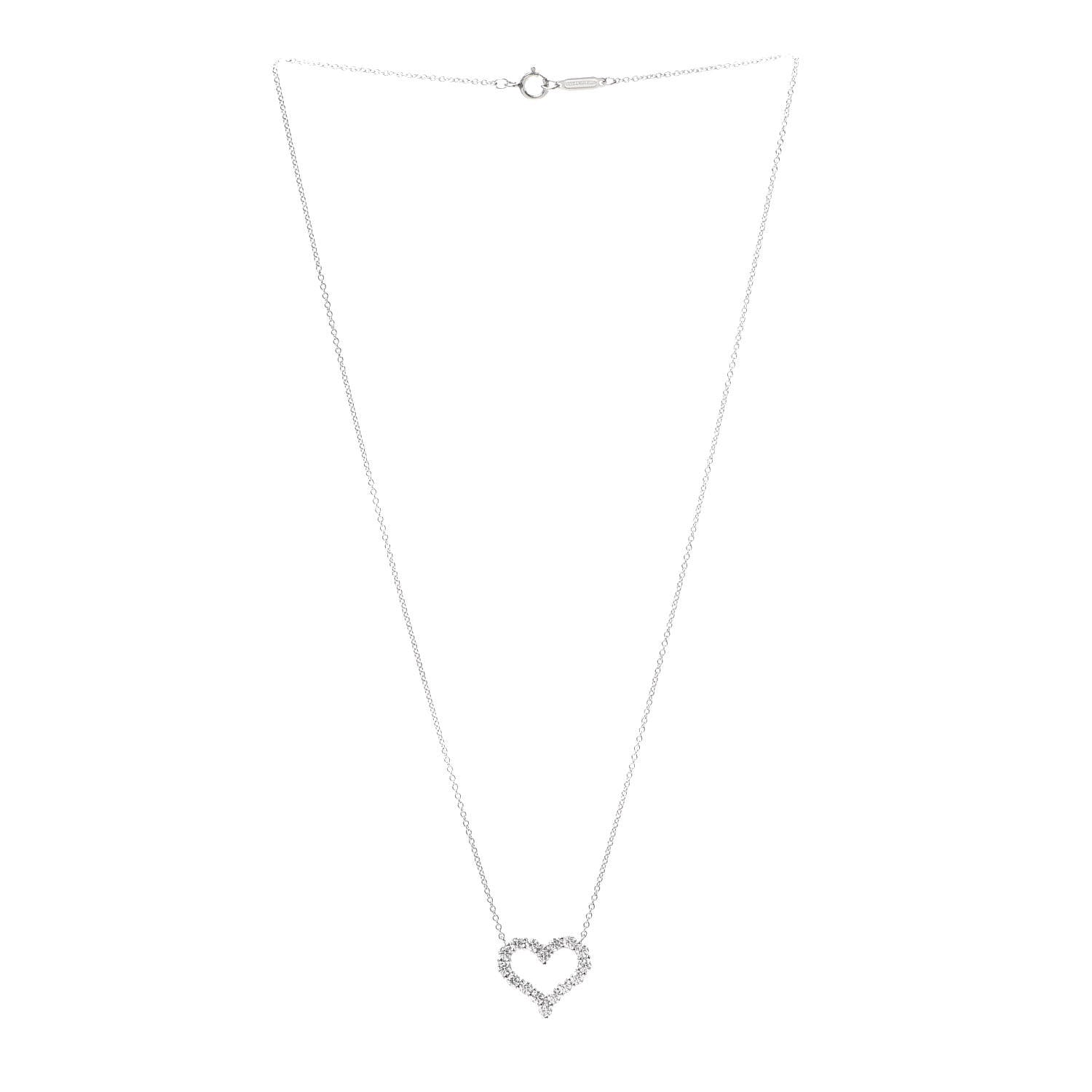 Tiffany Platinum Diamond Small Heart Pendant Necklace 3 of 7