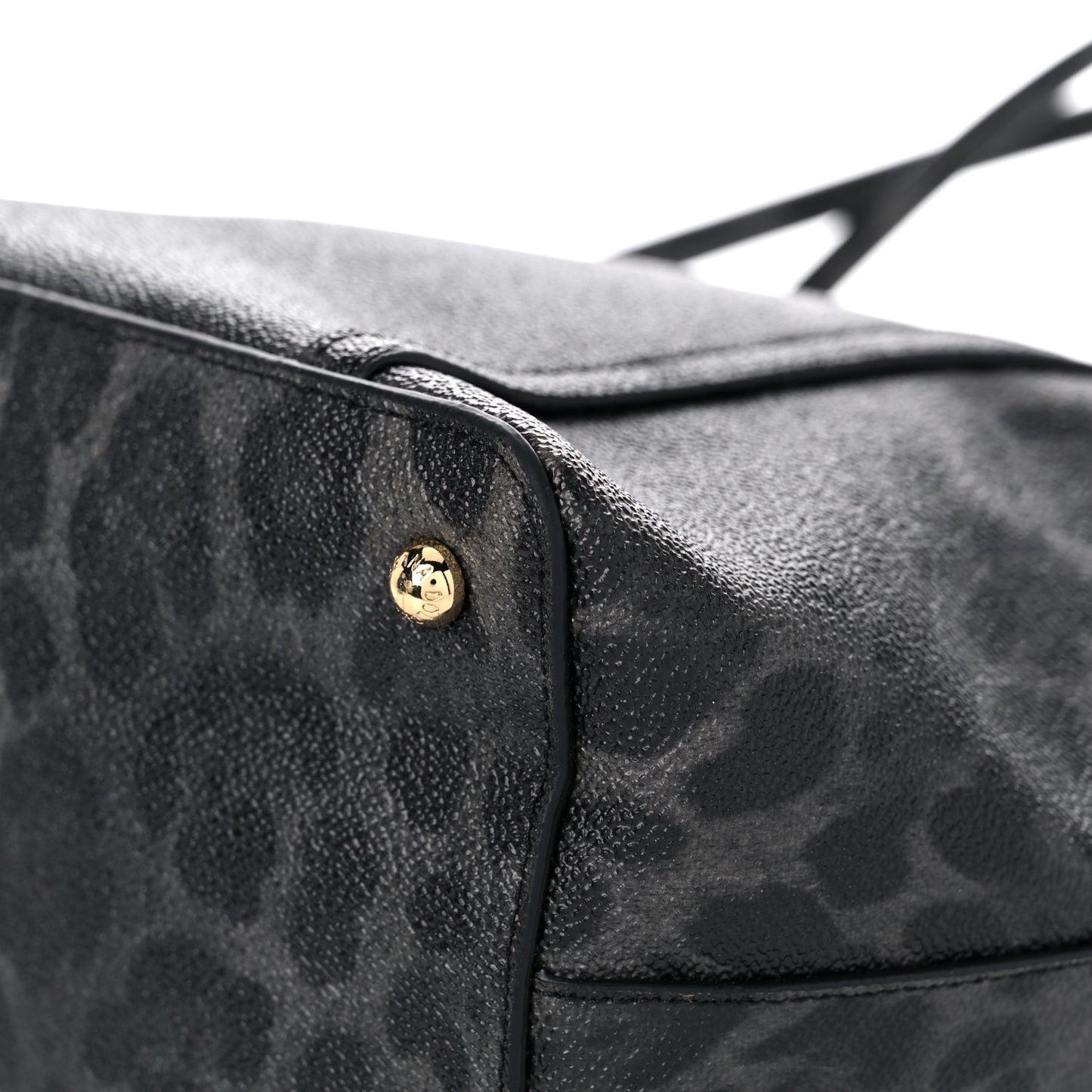 Coated Canvas Leopard Print Miss Escape Tote Grey