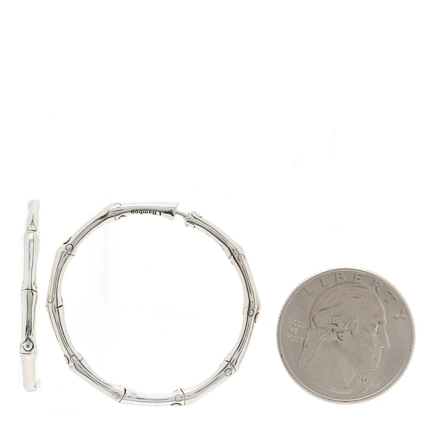 Sterling Silver 35mm Bamboo Hoop Earrings