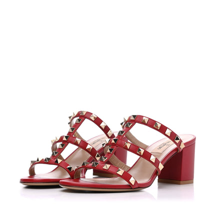 Valentino Garavani Calfskin Rockstud 60mm Caged Slide Sandals 37 Rosso Valentino 3 of 14