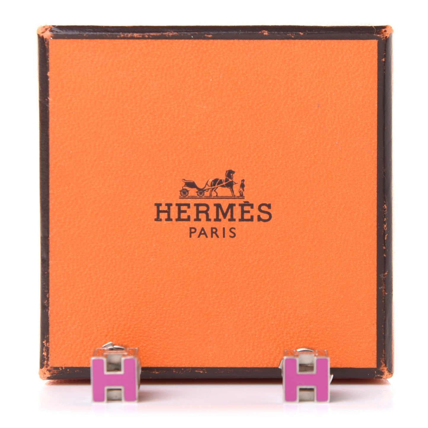 Palladium Lacquered Cage d'H Earrings Rose Indien