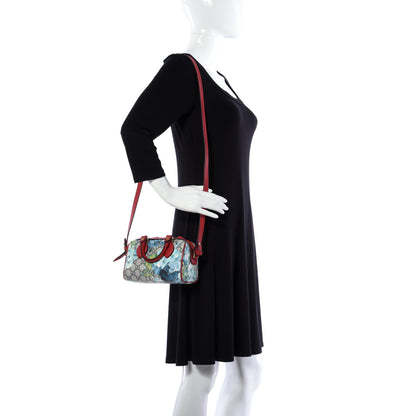 Gucci GG Supreme Monogram Blooms Mini Boston Navy Blue Hibiscus 2 of 10