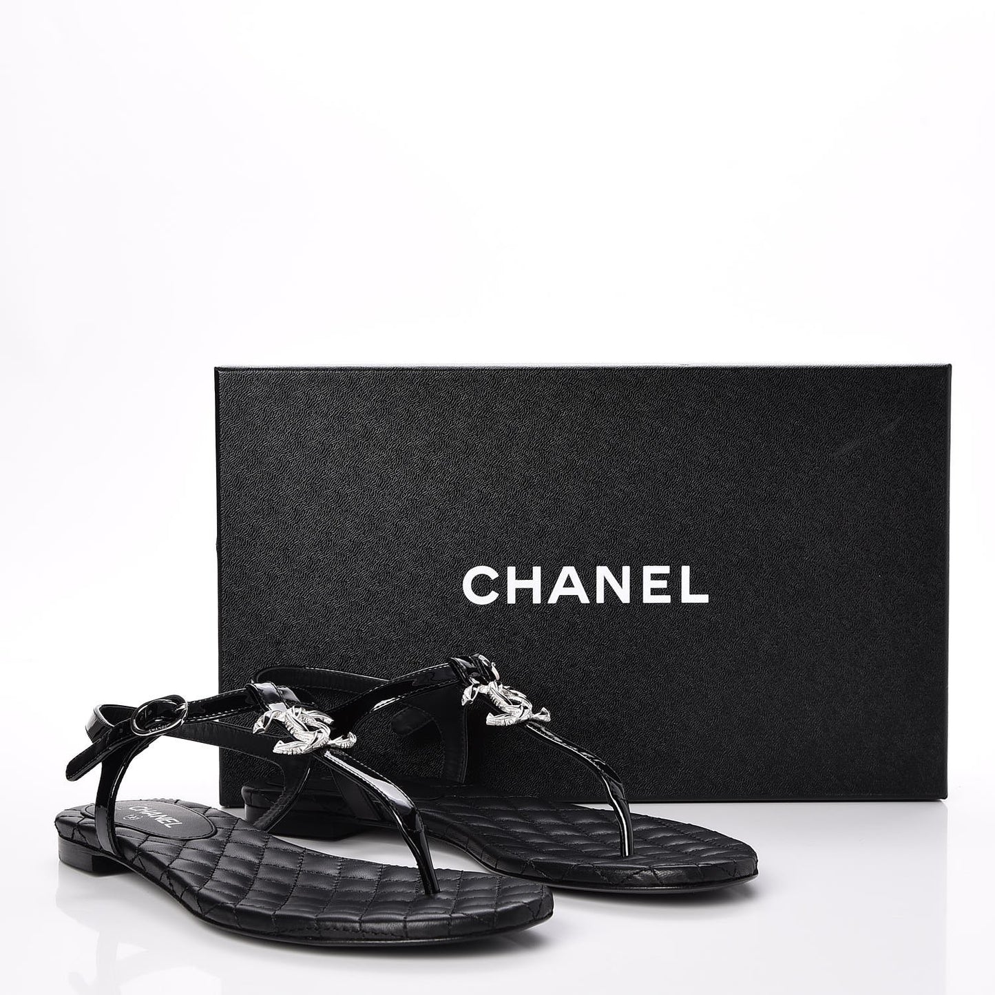 Patent CC Thong Sandals 35.5 Black