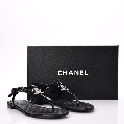 Chanel Patent CC Thong Sandals 35.5 Black 8 of 8