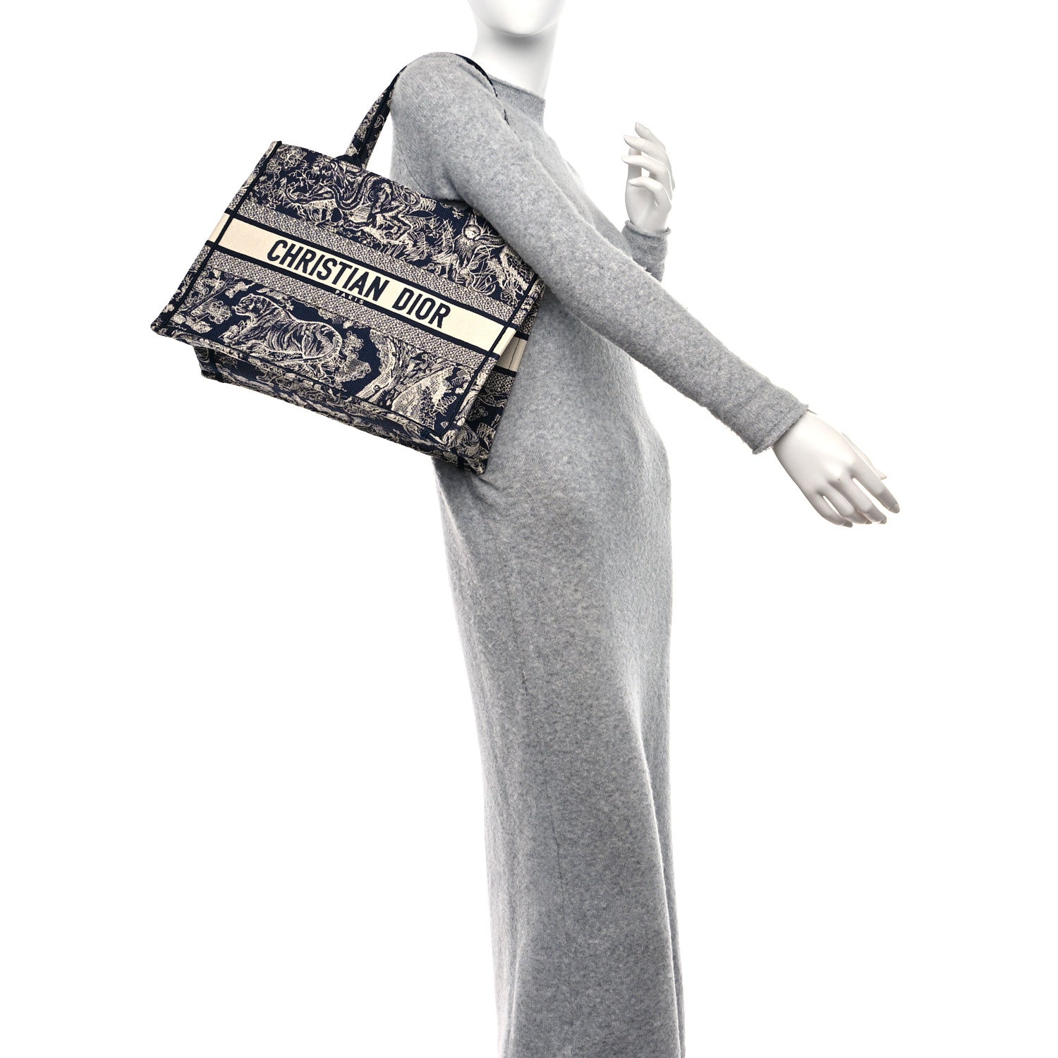 Christian Dior Canvas Embroidered Medium Dioriviera Toile De Jouy Reverse Book Tote Blue 3 of 8