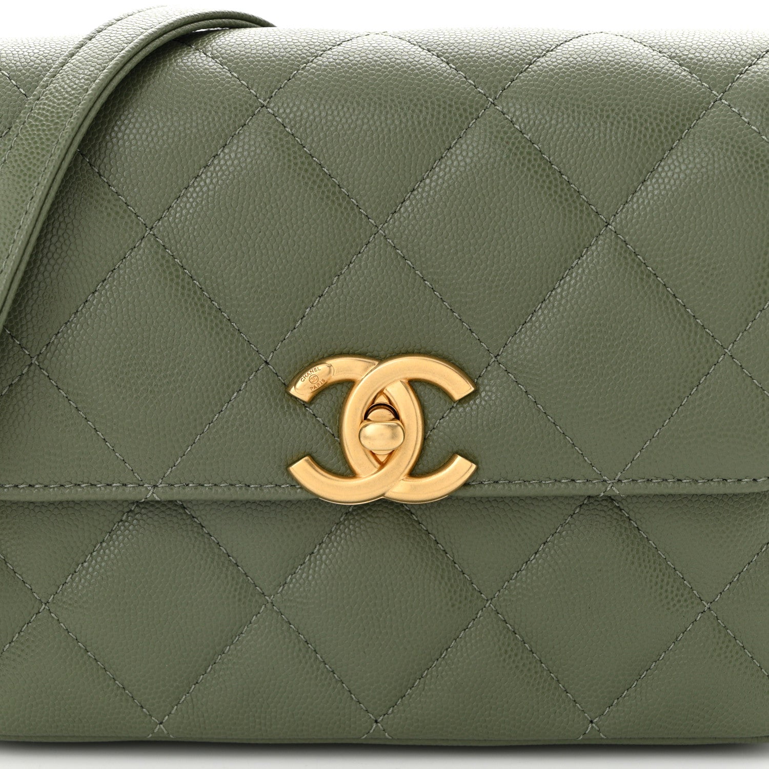 Chanel Shiny Caviar Quilted Mini Flap Khaki 8 of 11