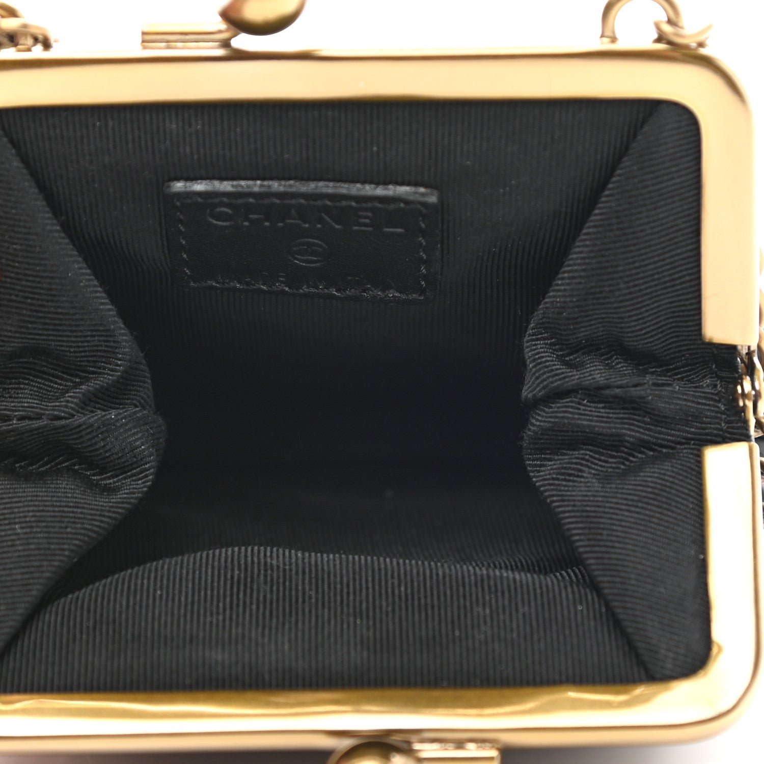 Chanel Glazed Calfskin Small Kisslock Frame Bag Black 5 of 7