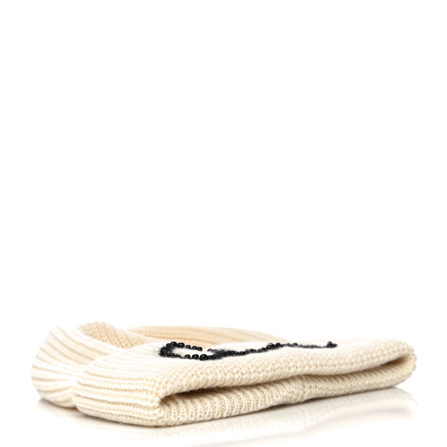 Chanel Cashmere Logo Beanie Hat White Black 3 of 7