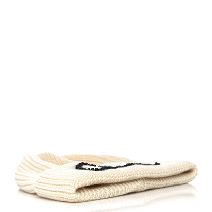 Chanel Cashmere Logo Beanie Hat White Black 3 of 7