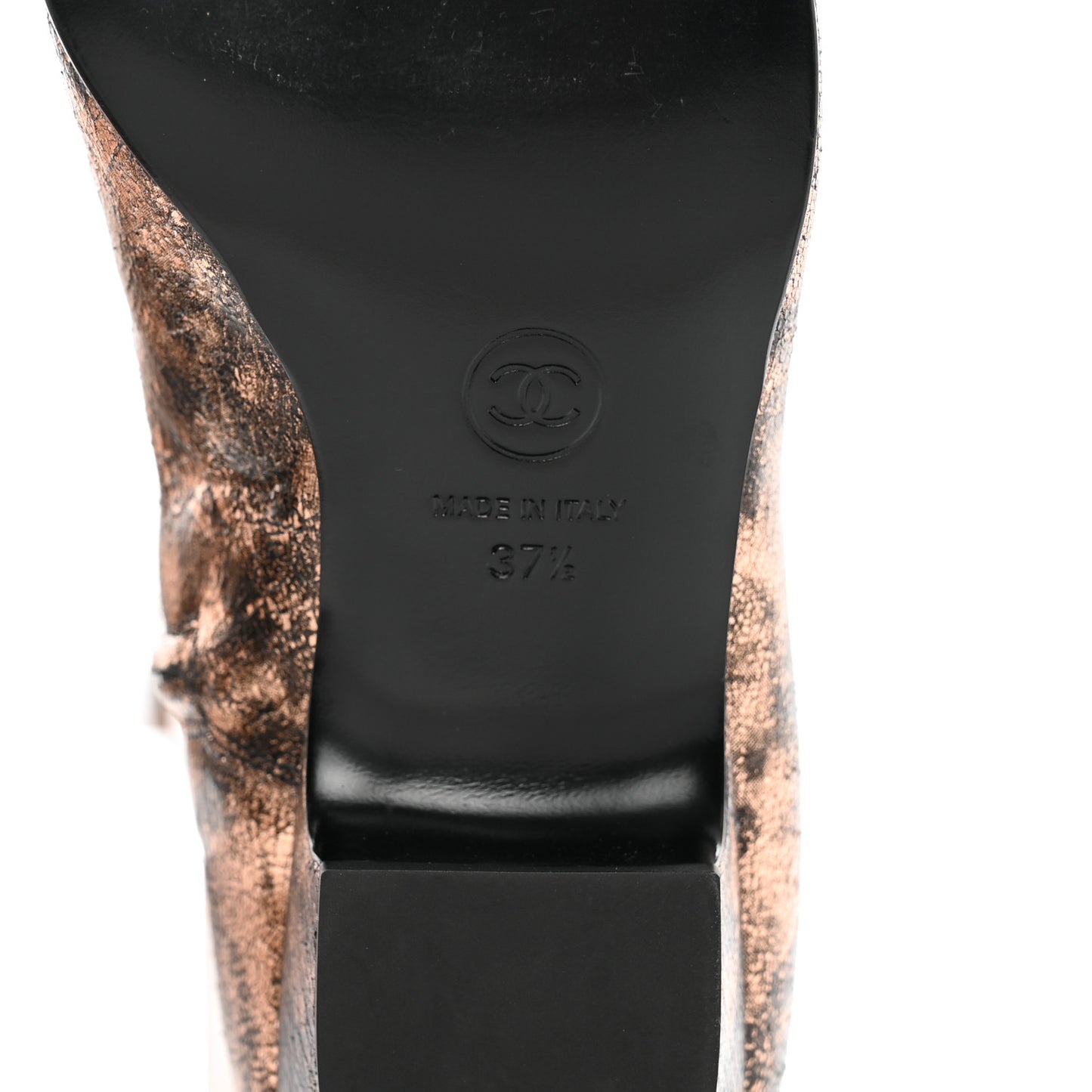 Metallic Lambskin Over the Knee Boots 37.5 Gold Black
