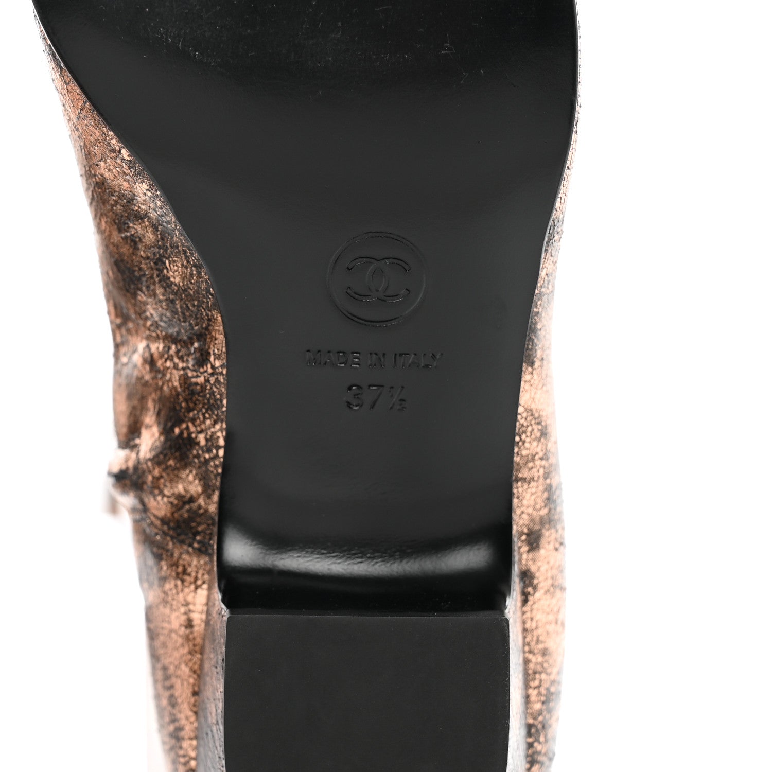 Chanel Metallic Lambskin Over the Knee Boots 37.5 Gold Black 6 of 9