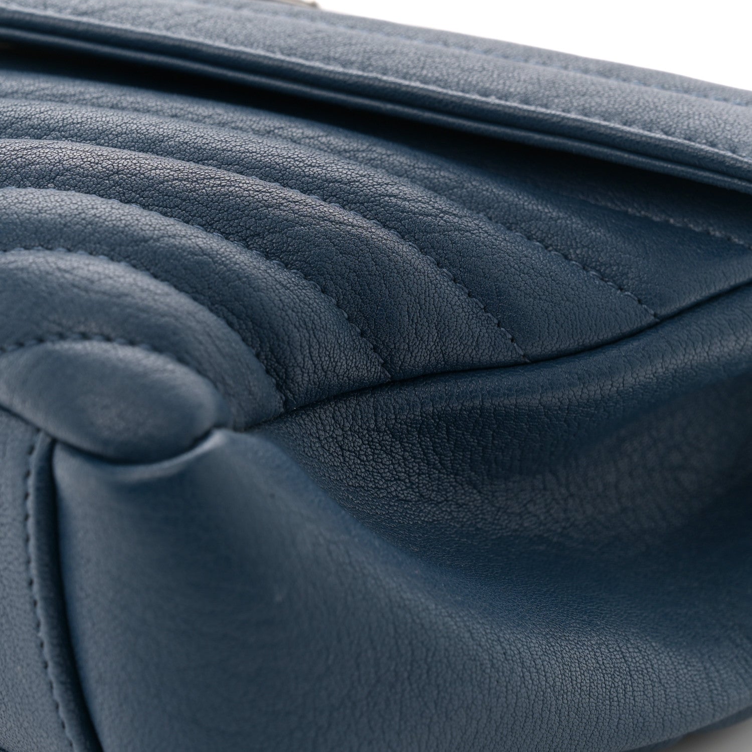 Saint Laurent Sheepskin Matelasse Chevron Monogram Medium College Bag Blue Charron 12 of 12