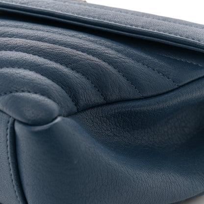 Saint Laurent Sheepskin Matelasse Chevron Monogram Medium College Bag Blue Charron 12 of 12