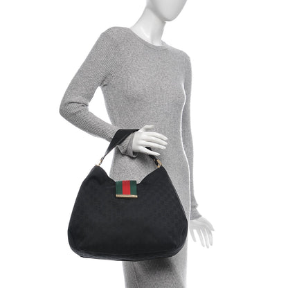 Gucci Monogram Large New Ladies Web Hobo Black 2 of 6