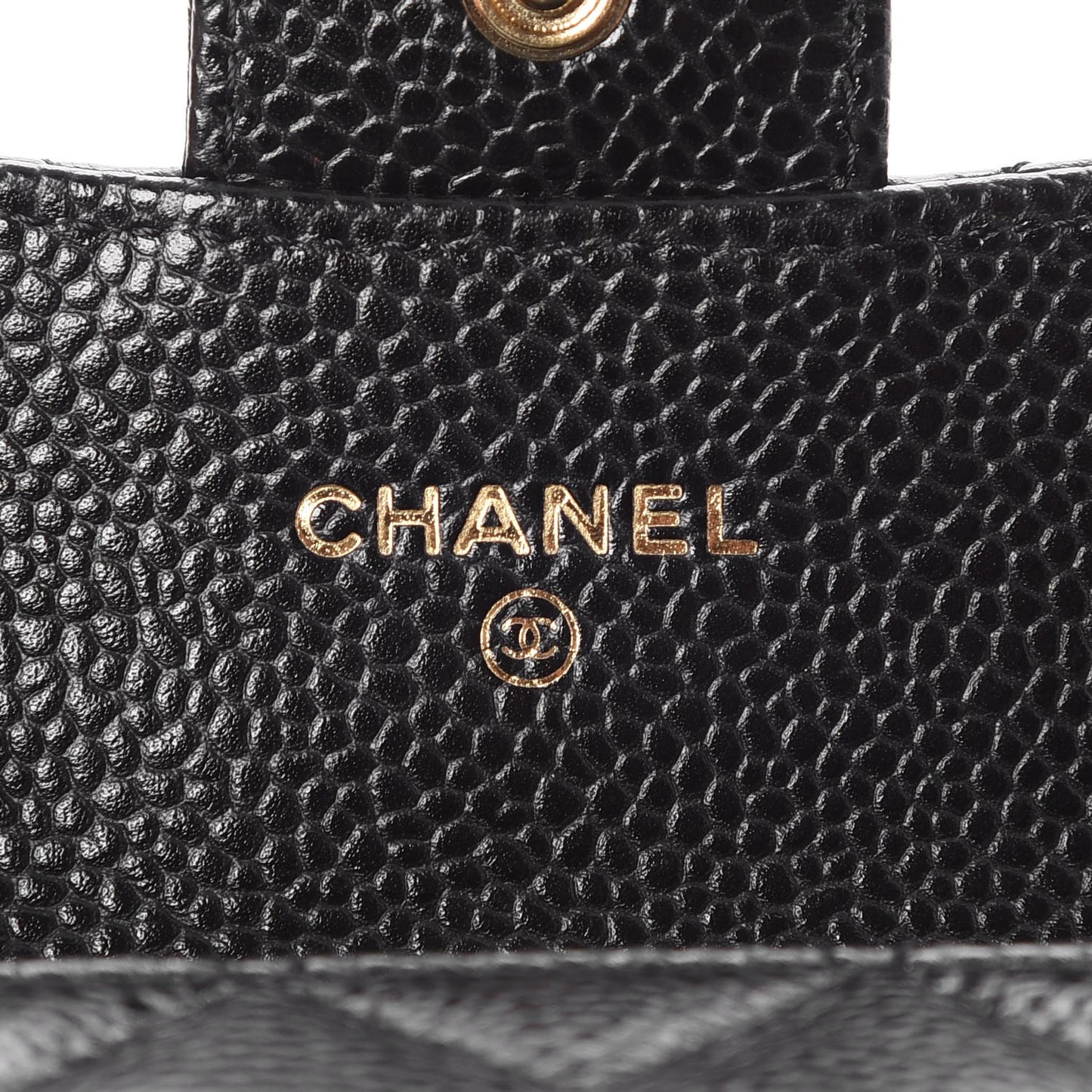 Caviar Quilted Flap Card Holder Black