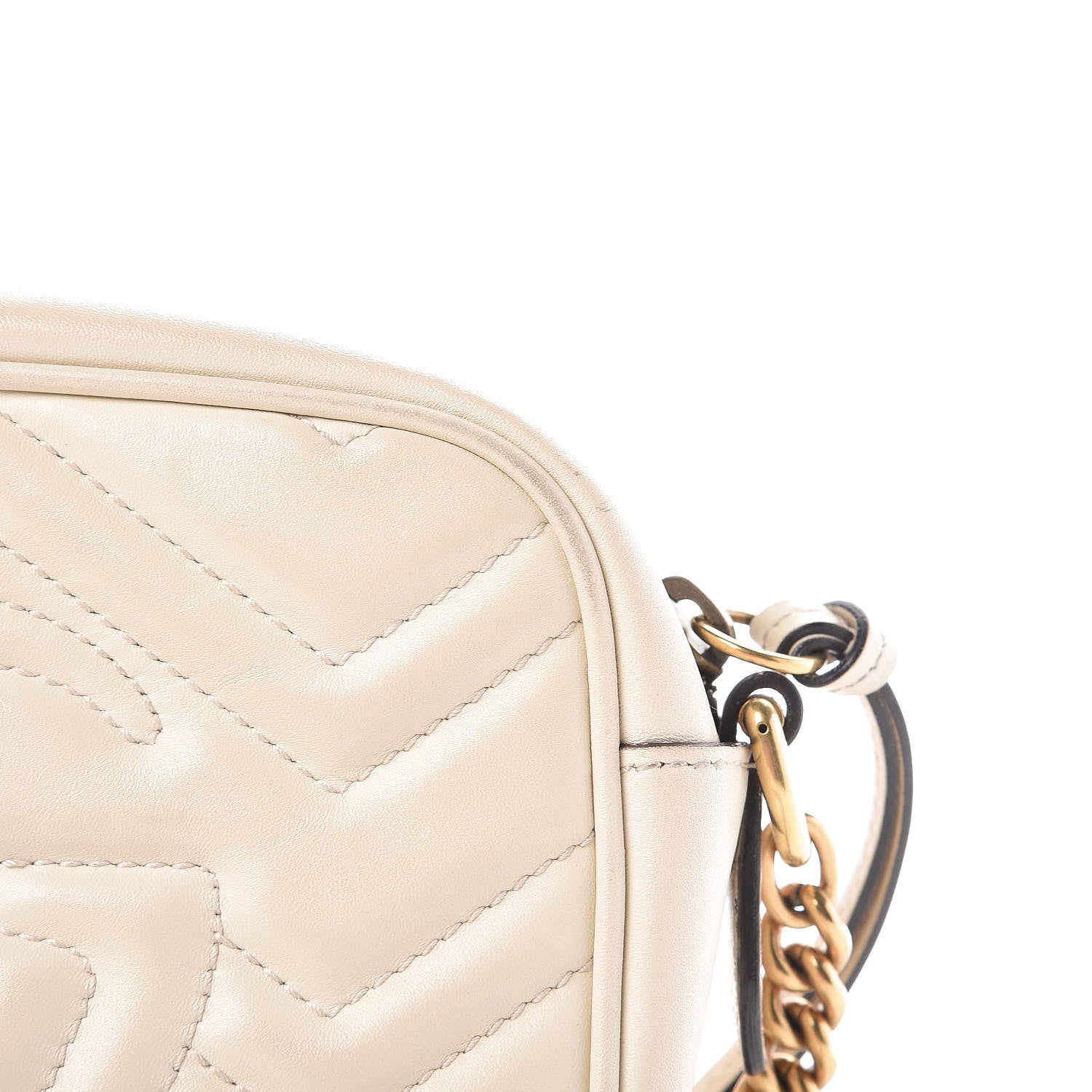 Gucci Calfskin Matelasse Mini GG Marmont Chain Shoulder Bag White 12 of 15