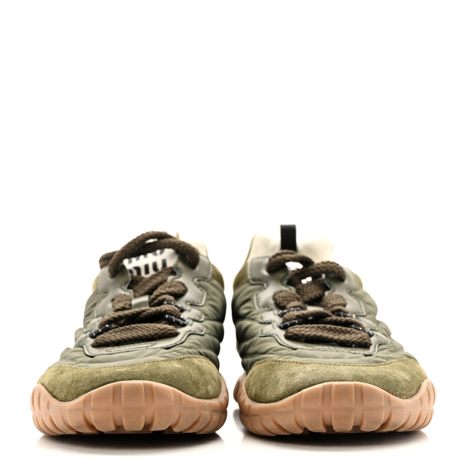 Miu Miu Technical Fabric Suede Womens Tyre Sneakers 37 Loden Green 3 of 13