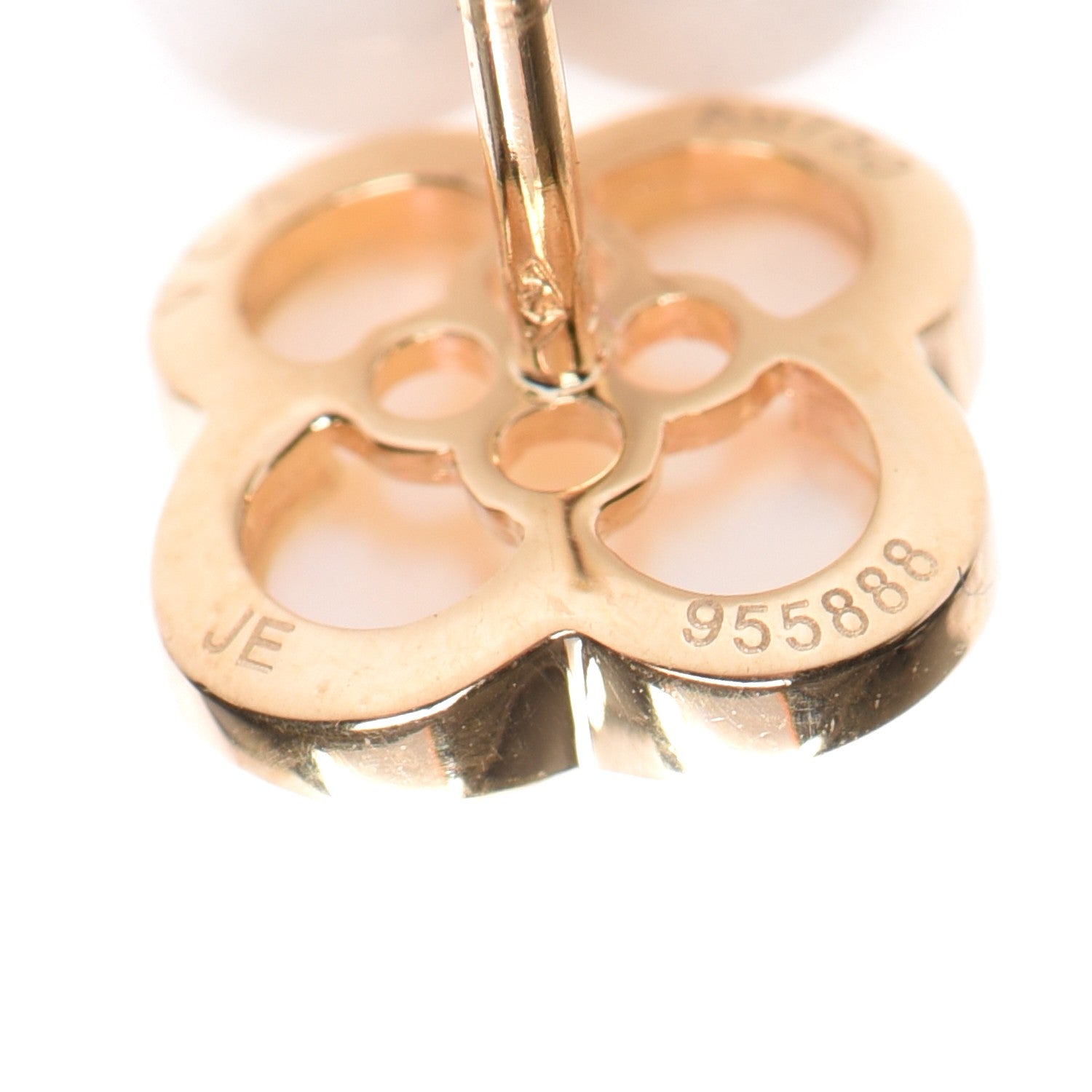 Van Cleef & Arpels 18K Yellow Gold Mother of Pearl Pure Alhambra Earrings 5 of 7