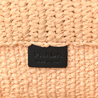 Prada Yarn Raffia Effect Crochet Embroidered Logo Tote Naturale 6 of 9