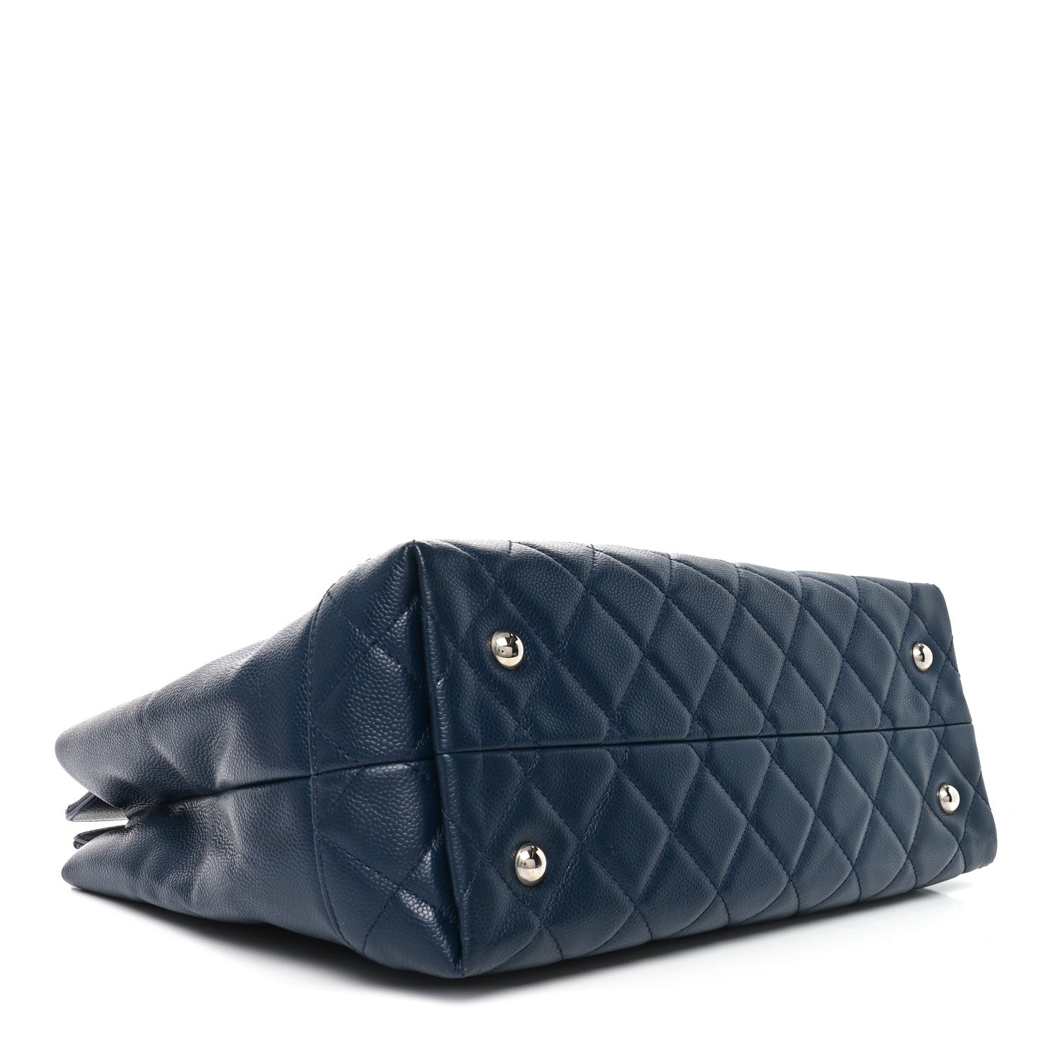 Chanel Caviar Large Soft CC Top Handle Tote Navy Blue 3 of 9