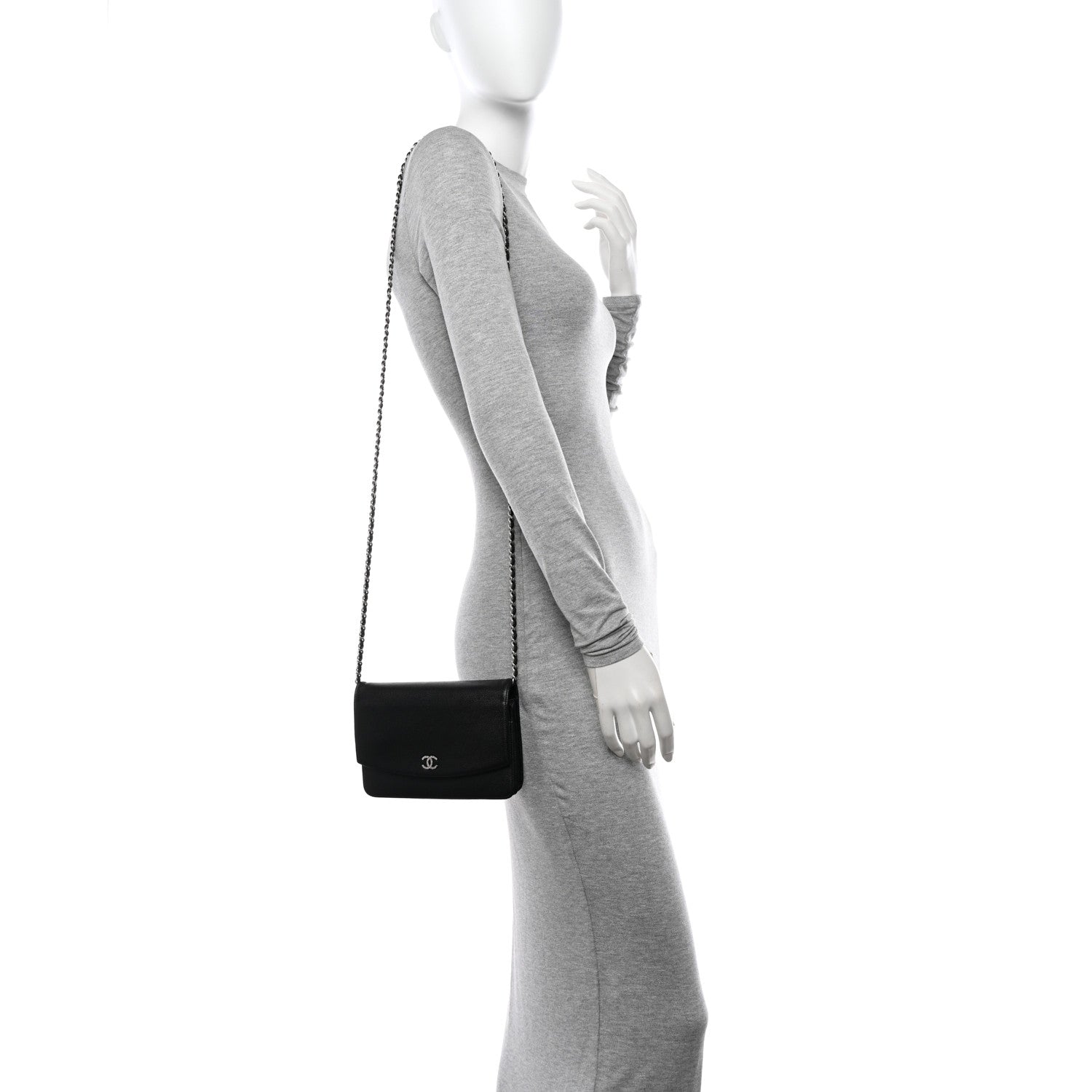 Chanel Caviar Sevruga Wallet on Chain WOC Black 2 of 15