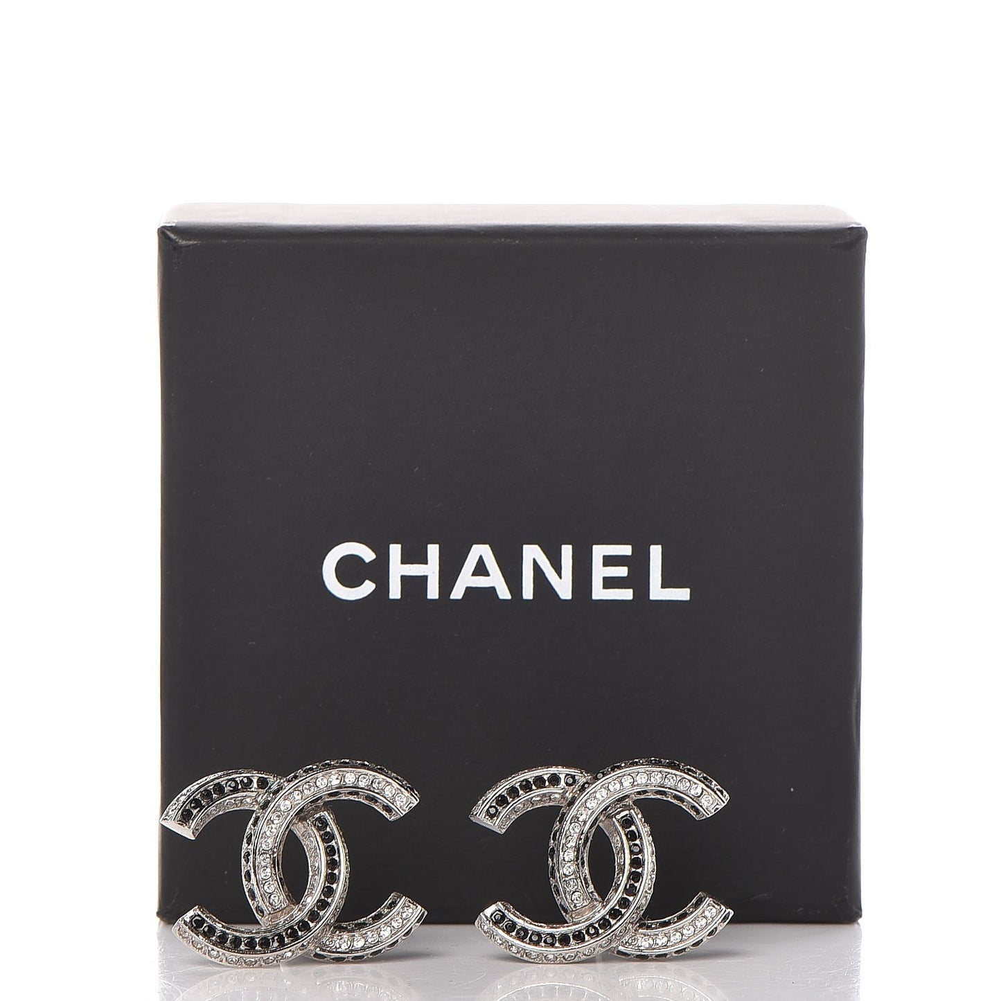 Crystal CC Earrings Silver Black