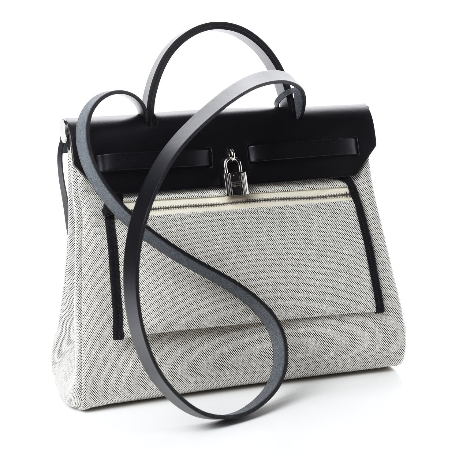 Hermes Vache Hunter Toile H Pegase Pop Herbag Zip Retourne 31 PM Bleu Indigo Ecru Black 4 of 11