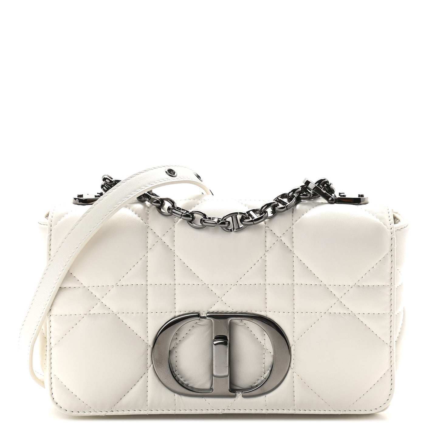 Lambskin Macrocannage Small Dior Caro Bag Ivory
