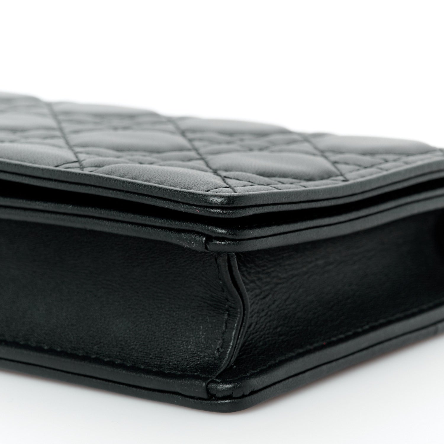 Christian Dior Lambskin Cannage Lady Dior Chain Wallet Black 13 of 14