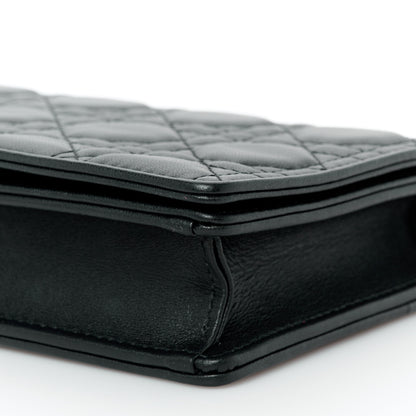 Christian Dior Lambskin Cannage Lady Dior Chain Wallet Black 13 of 14